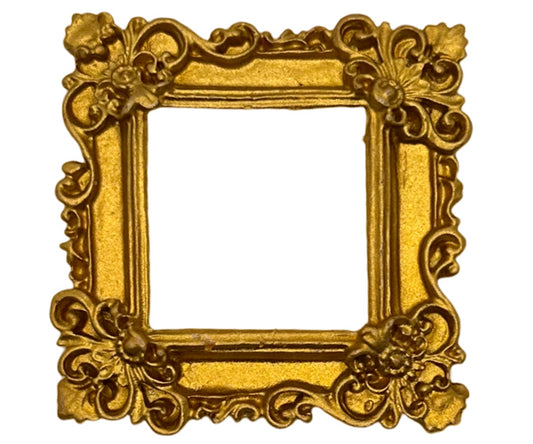 Miniature - Small gold picture frame for dollhouse, rectangular frame for painting