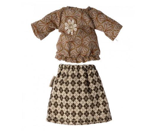 Maileg – Blus och kjol, kläder till mormor mus / farmor mus (slutsåld kollektion)