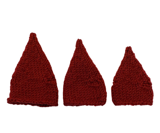 Miniatyr – Stickad röd tomteluva till möss i 3 olika storlekar